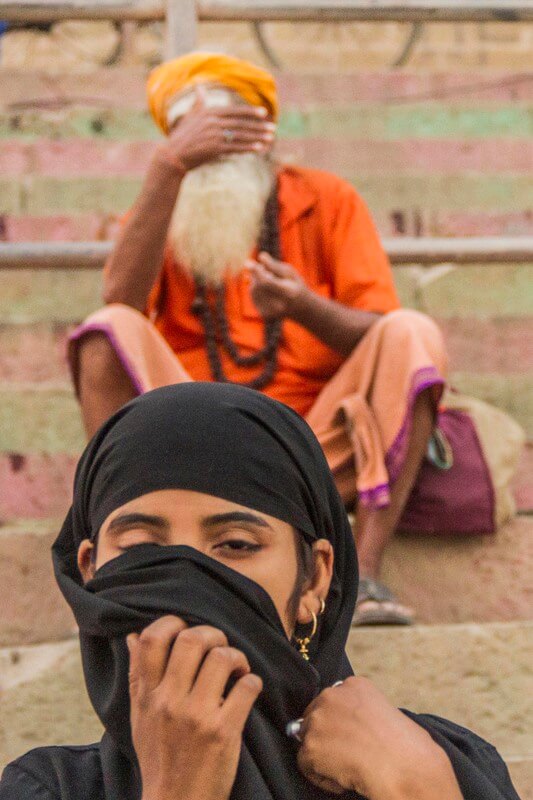 Black and orange spiritual photography in Varanasi 2014